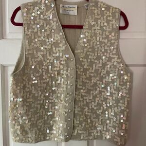 Marisa Christina Womens Lambswool Rabbit Hair Sequin Embellished Sweater Vest